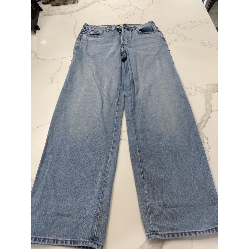 Universal Thread Jeans Womens 4 Light Wash 90s Baggy Snap Button Side Denim